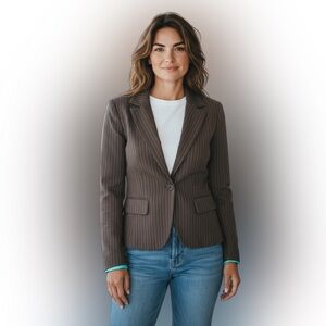 My Michelle Brown Striped Blazer